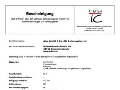 Klebezulassung - Alux